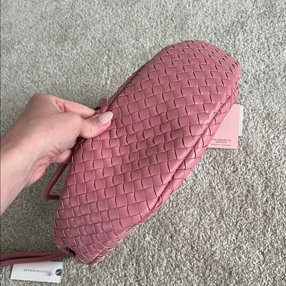 Anthropologie pink medium purse crossbody shoulder bag woven purse NEW - Picture 5 of 5